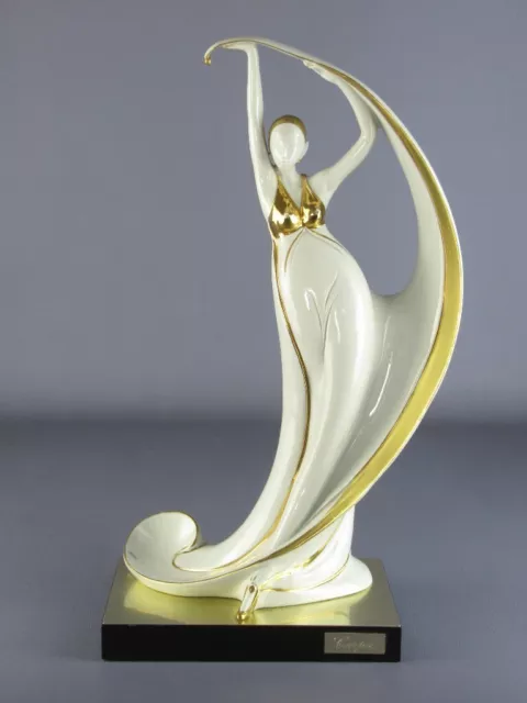 Statue Porcelaine Carpie' Sculpture Femme Dansant Sele-Arte Design Ans 80