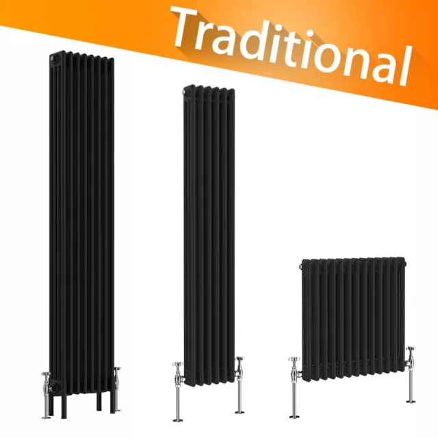 Traditional Radiator 2 3 4 Column Vertical Horizontal Cast Iron Style Rads Black