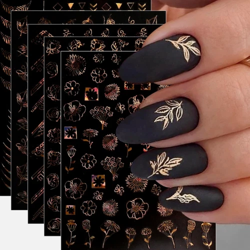 JMEOWIO Nagelsticker Bunte Blumen – 30 Blätter Selbstklebend, Für Nageldesign & Acrylnägel