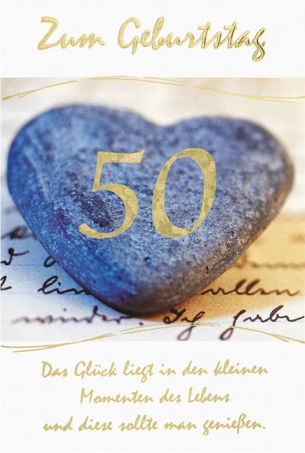 50. GEBURTSTAG Glückwunschkarte mit Briefumschlag Herz Spruch EUR 2