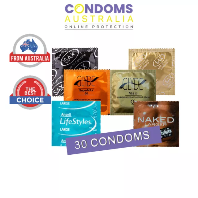 Assorted Sampler Larger  Condom Pack (30 Condoms)