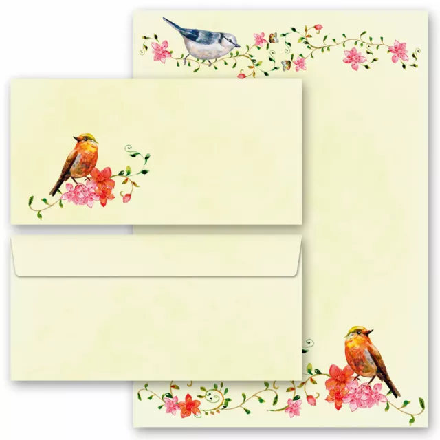 Motiv-Briefpapier-Set VOGELGEZWITSCHER 20-tlg. Set - DL (ohne Fenster)