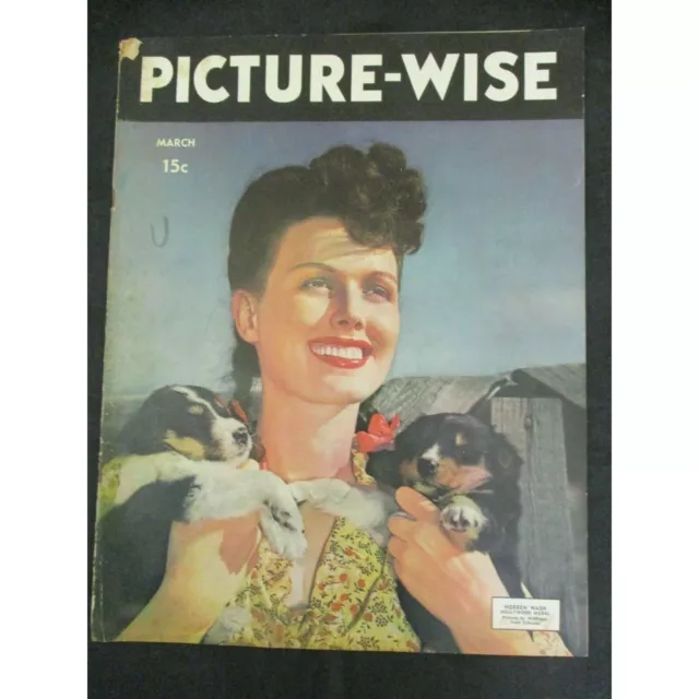 Vintage Picture-Wise Magazine March Noreen Nash Hollywood Model with puppies