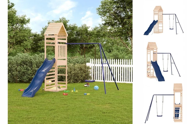 SPIELTURM MASSIVHOLZ KIEFER Kinder Garten Kletterturm Schaukel EUR 493