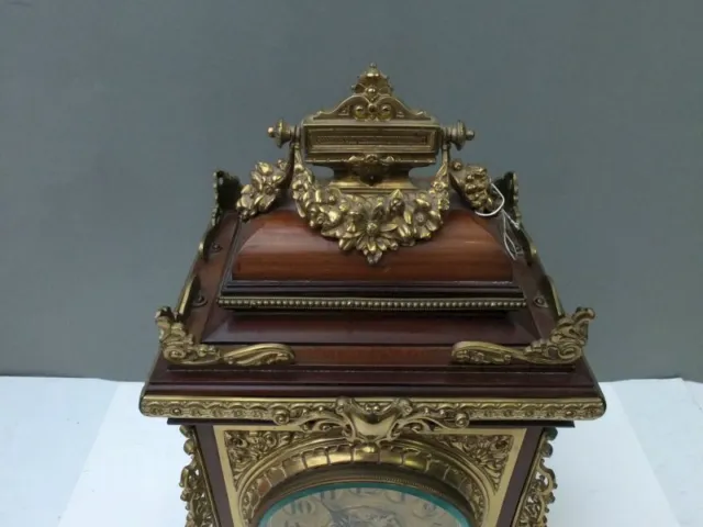 Antike prunkvolle bracket clock Kaminuhr Tischuhr Messingapplikationen 19. Jh 2