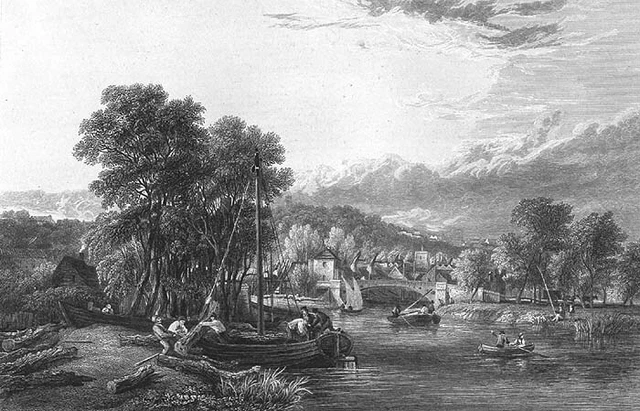 Norfolk, NORWICH RIVER WENSUM CARROW BRIDGE ~ 1880 Landscape Art Print Engraving