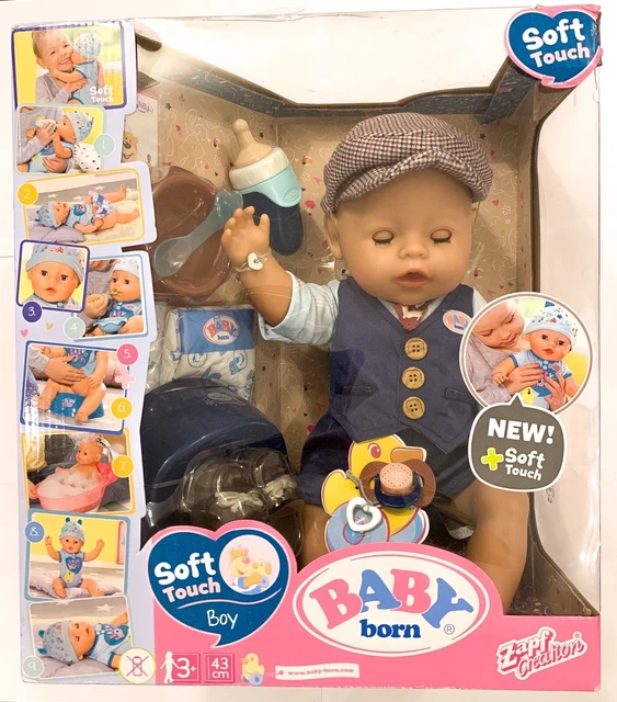 BABY BORN SOFT Touch City Boy 43cm Doll & Accessories MINOR DAMAGED BOX