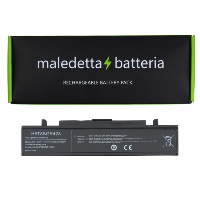Batteria NERA 10.8-11.1 V 5200 mAh SOSTITUTIVA Samsung AA-PB9MC6W,