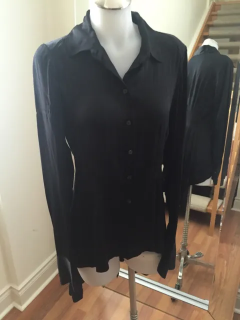 NIGEL PRESTON & KNIGHT 100% Silk Black Blouse Size S Retail $500