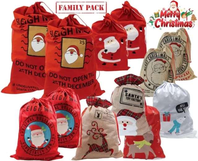 Christmas Large Jumbo Sacks Party Gift Bags Drawstring Wrap Present Storage-2 PK