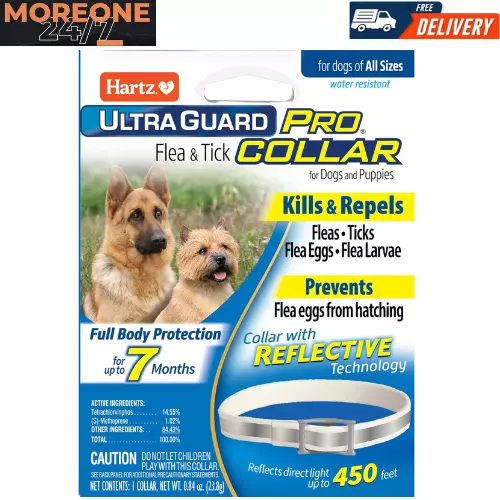 Hartz UltraGuard Pro Reflective Flea & Tick Collar for Dogs and Puppies, 1 Count