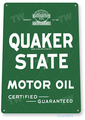 TIN SIGN Quaker State Oil Gas Metal Décor Wall Art Garage Auto Shop A582