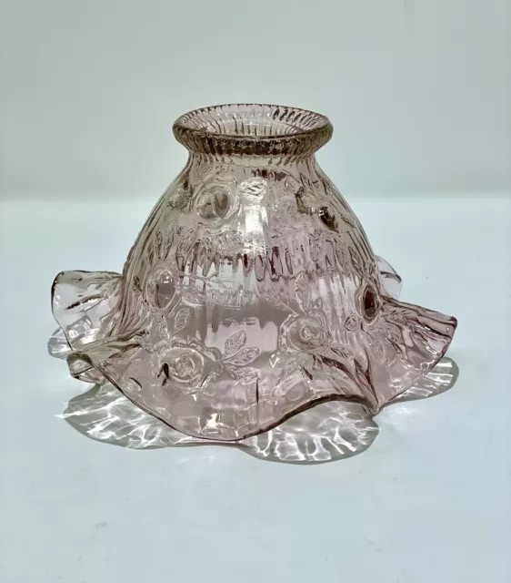 Vintage Fenton Glass Cabbage Rose Lavender Amethyst Fairy Lamp Shade