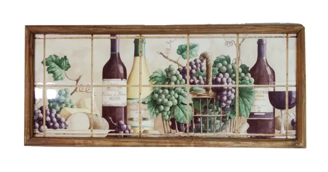 Tile Artwork Wine Country Old World Wood Framed 10x23 Inches