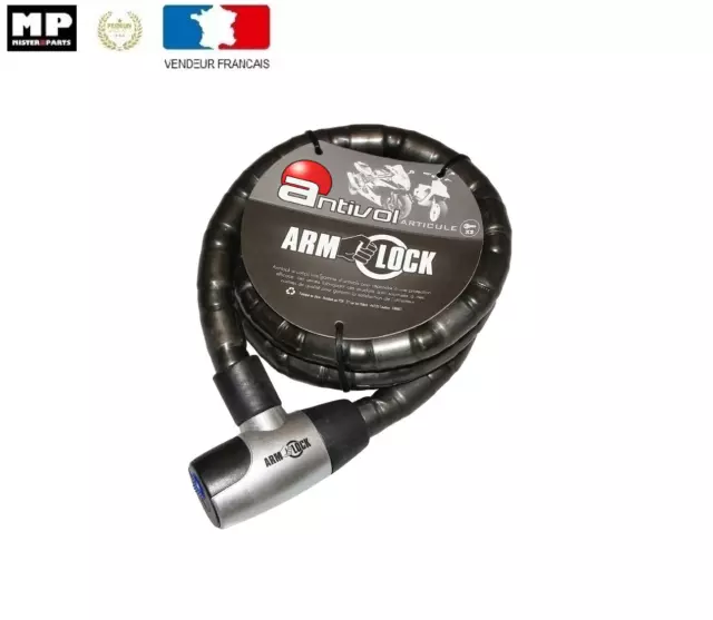 Antivol Articulé Armlock 1.5 m Ø25mm avec 2 clés moto Scooter Quad