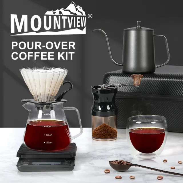 Coffee Maker Set Pour Over Drip Pot+Cone Coffee Dripper Filter Net 400ml  Chemex