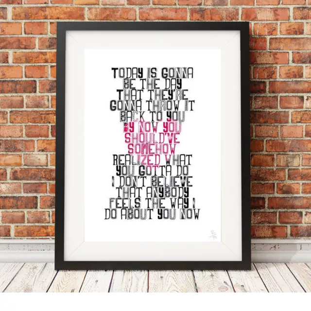 OASIS ❤ Wonderwall ❤ A choice of 4 song lyric poster Limited Edition Prints