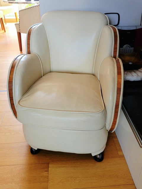 art deco cloud suite in cream leather  3