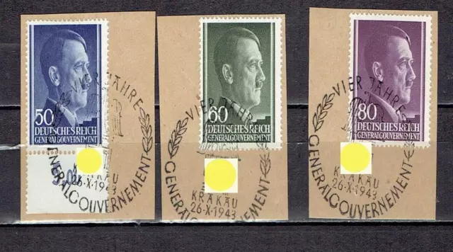 GG Generalgouvernement 1943 Mi.-Nr. 110-112  auf Briefstück  mit SS