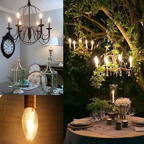 Luxvista 4W B15d Filament LED Candle Bulb C35 5-Pack B15 Dimmable 2