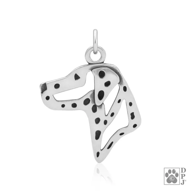 Dalmatian Necklace, Head pendant - recycled .925 Sterling Silver