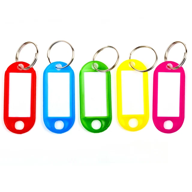 TRIXES KEY TAGS x50 Plastic Colourful &amp; Paper Inserts Split Rings NEW ...