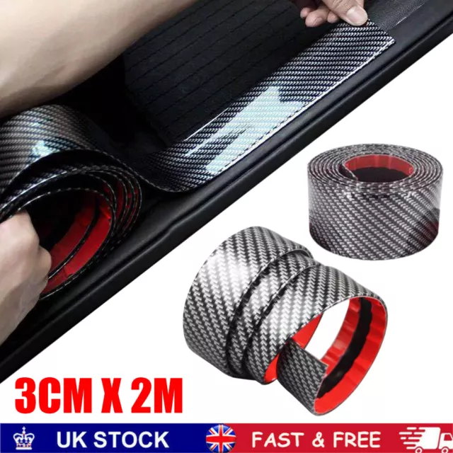 2x 1M Accessories Carbon Fiber Car Door Sill Scuff Cover Plate Sticker Protector