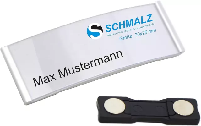 Schmalz® 10 STÜCK Edles Aluminium Namensschilder Mit Starkem Magnet Doppelmagnet