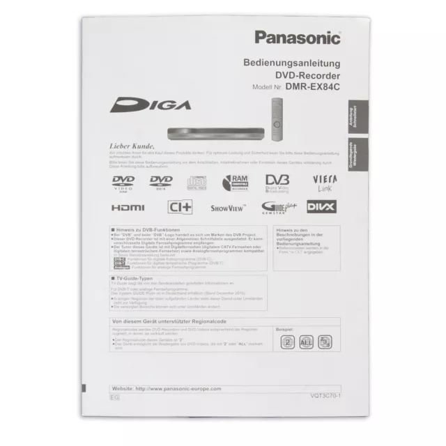 Panasonic DMR-EX84C Bedienungsanleitung Manual Deutsch German
