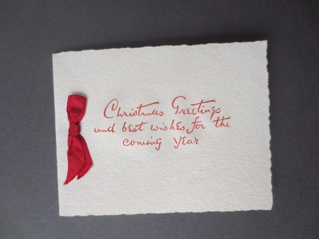 Vintage CHRISTMAS Card Greetings Plain Embossed Text Textured Card 1950s
