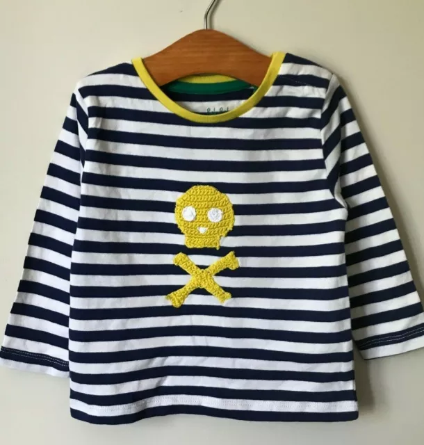 Baby Boden Jungen Schädel & Kreuz Knochen T-Shirt Top Streifen Pirat 3 Monate-4 Jahre