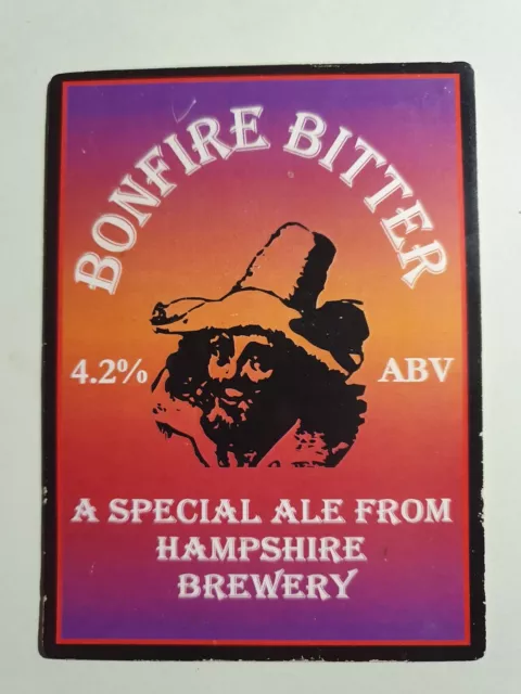 HAMPSHIRE brewery BONFIRE BITTER beer badge real ale pump clip front Guy Fawkes