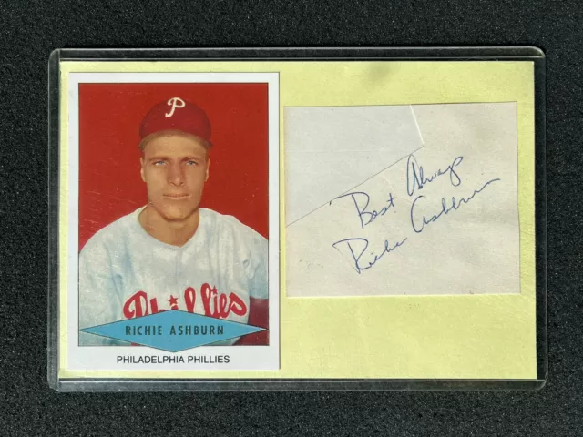 RICHIE ASHBURN Custom IP Signed Notecard Autograph Auto Signature PHILLIES