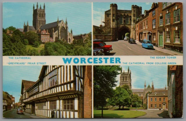 Worcester England Multiview Unposted Postcard