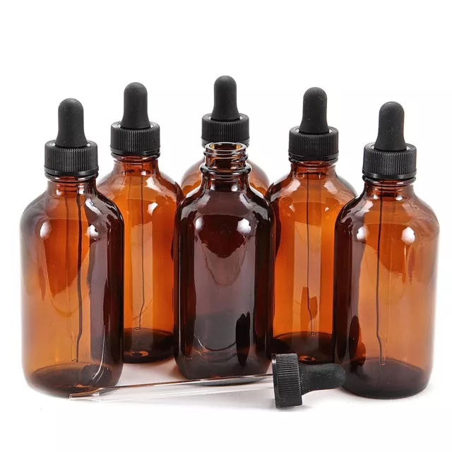 30/50/100ML Amber Glass Liquid Dropper Reagent Eye Pipette Essential Oil Bottle