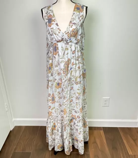 Rachel Zoe Women's Floral Tiered Cotton Maxi Dress Cottagecore Size Medium