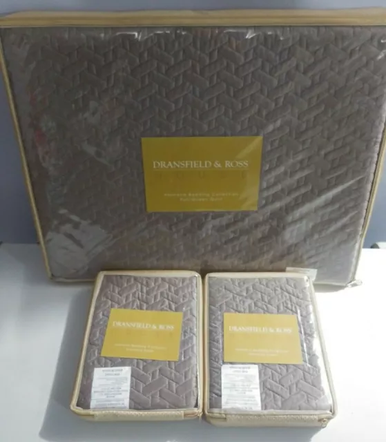 Brand New Dransfield & Ross Vannerie Taupe F/Q Coverlet 3Pc Set Neiman Marcus