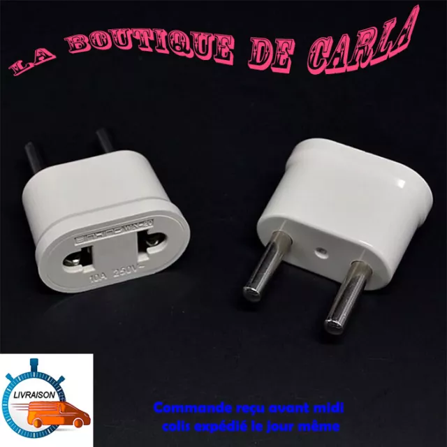 Adaptateur Secteur Blanc Prise Chine vers France Europe EU voyage