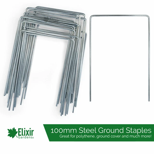 HEAVY DUTY GALVANISED Metal Ground Cover Pegs/Weed Membrane Staples