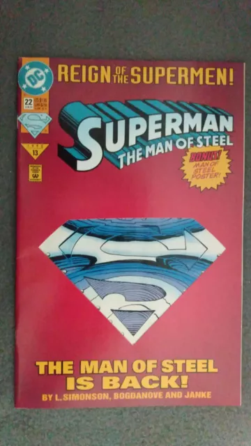 Superman the Man of Steel #22  (1993) FN-VF DC Comics $4 Flat Rate Comb Shipping