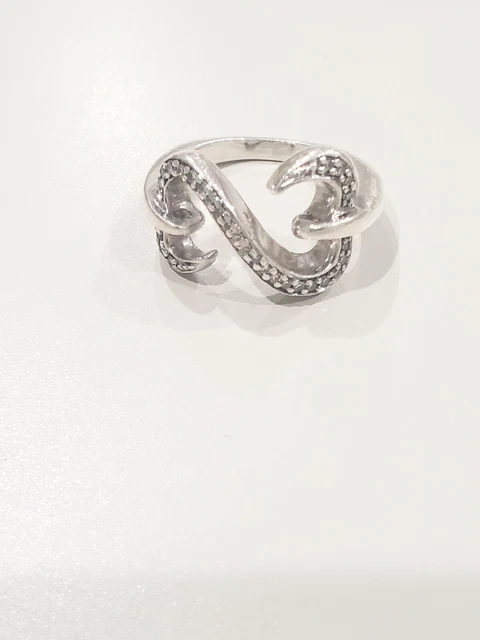 JWBR Jane Seymour Kay Jewelers Open Heart Sterling Silver Diamond Ring Size 6