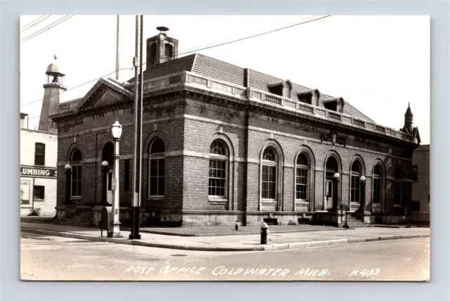 Postcard MI Coldwater Michigan Post Office RPPC Real Photo AN14