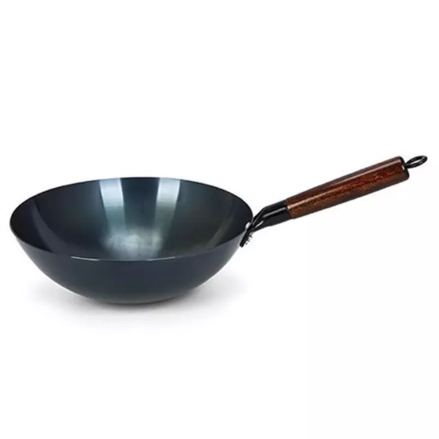 (34cm)Traditionelle Chinesische Eisen-Wok-Pfanne Mit Rundemund