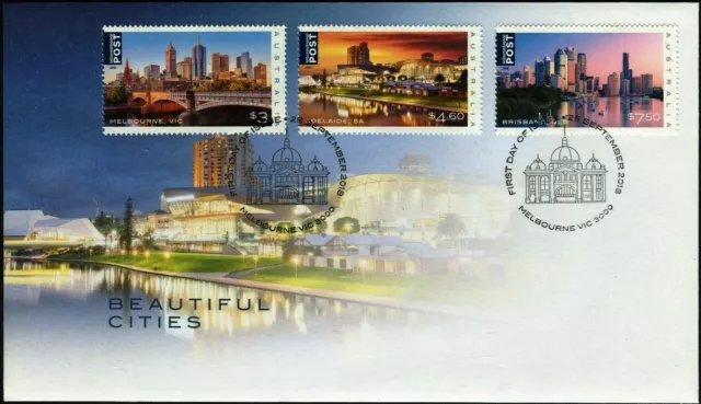 2018 FDC Australia. Beautiful Cities. Hi-value international post. FV=$15.