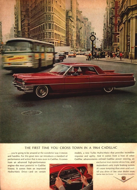 1964 Cadillac 8.5x11 Vintage Paper Print Ad