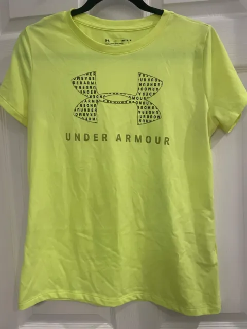 Under Armour Heat Gear Loose Fit Short Sleeve Yellow Shirt Boys Youth Medium