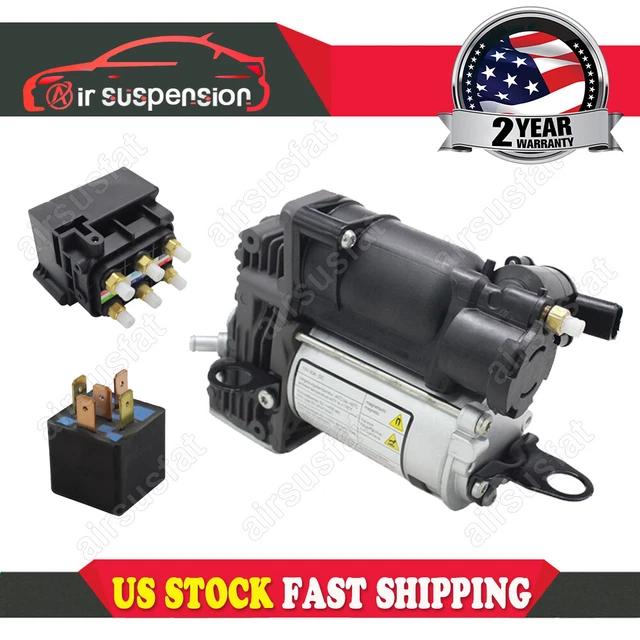 AIR SUSPENSION COMPRESSOR Pump + Valve Block w/Relay For Mercedes Benz
