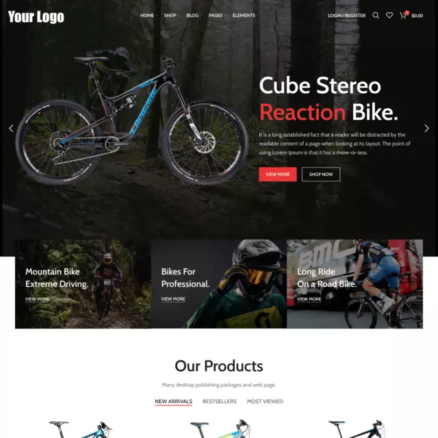 Bikes Online Shop Web Design with Free 5GB VPS Web Hosting