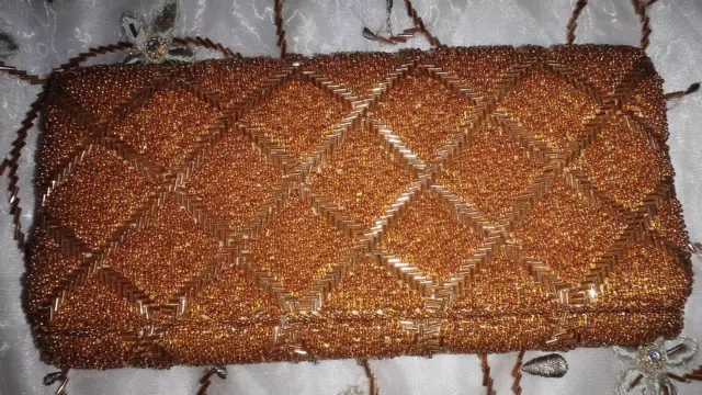 Vintage Yellow Gold Beaded Evening Bag/ Clutch