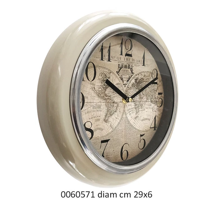 OROLOGIO Vintage Da Parete Cucina tipo Stazione Ferrovie Muro Metallo con stampa
